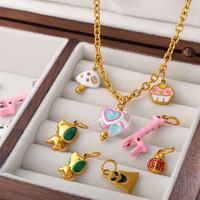 LUOYUNE Pendentifs Breloques en Laiton Plaqué Or 18K avec Zircon Cubique, Style Kawaii, Motifs Totem, Animaux, Plantes et Objets, pour Bureau/Carrière, Vente en Gros DIY