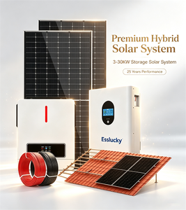 ESSLUCKY Sistema Solar Híbrido de Silicio Policristalino Completo de 3kw 5kw 10kw, Conexión a Red/Desconexión de Red, Uso Doméstico, Baterías de Litio - Product Image 1