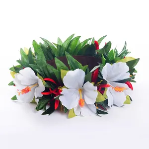 Handgefertigte 64 cm frische künstliche Seide Hibiskusblätter elegantes Headband Hochzeiten Parteien hawaiianische Dekorationen inspirierte Mädchen Tänzer