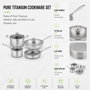 <span class=keywords><strong>Set</strong></span> di Pentole in Titanio Puro, Wok, Padella, Pentola per Latte, Pentola per Zuppa, Senza Rivestimento, Compatibile con Induzione - Product Image 3