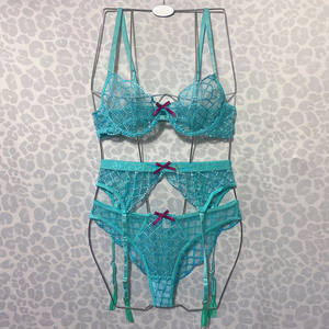 French High Quality Embroidery Lace Bra and Thong Set Sexy Lingerie for Women Garter Belt - Product Image 4