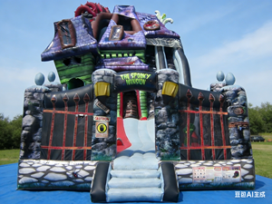 Casa Inflable de Terror para Halloween, Diseño de Mansión Espeluznante, Tobogán Grande, Material de PVC Ecológico, Capacidad para 12 Personas, para Exteriores - Product Image 3