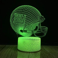 Lámpara nocturna acrílica con diseño de casco de equipo de baloncesto estilo cowboy