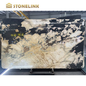 Dalles de marbre naturel Pesca Venato doré Match de livres Carrelages de sol modernes polonais <span class=keywords><strong>D</strong></span>écoration intérieure assortie Grande dalle - Product Image 6