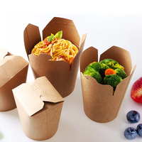 Kemasan Makanan Bulat dari Kertas Kraft Tahan Minyak dengan Cetak Kustom untuk Makanan Siap Saji, Dijual Murah