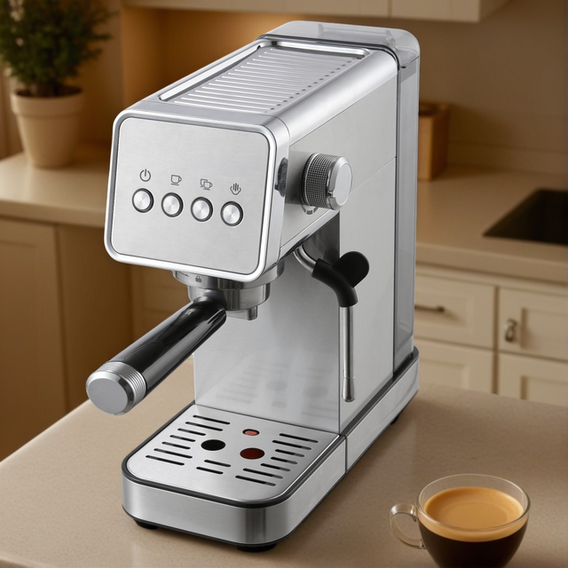 Compact Espresso Coffee Machine with Cappuccino Function Home Use Italian Design 20 Bar Pump Milk Frothing System