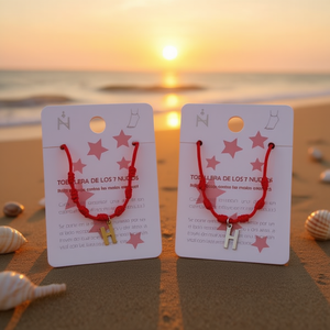 Cavigliera in Acciaio Inossidabile con Nodo a Sette Stelle e Lettera H, Cordino Rosso Fatto a Mano, Gioielli alla Moda per Donne e Ragazze - Product Image 3