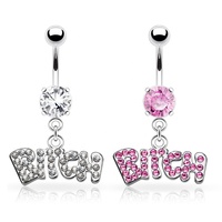 Piercing pour le nombril, accessoire en acier inoxydable avec lettres personnalisées, bijoux pour le corps, en cristal rose, vente en gros, 1 pièce