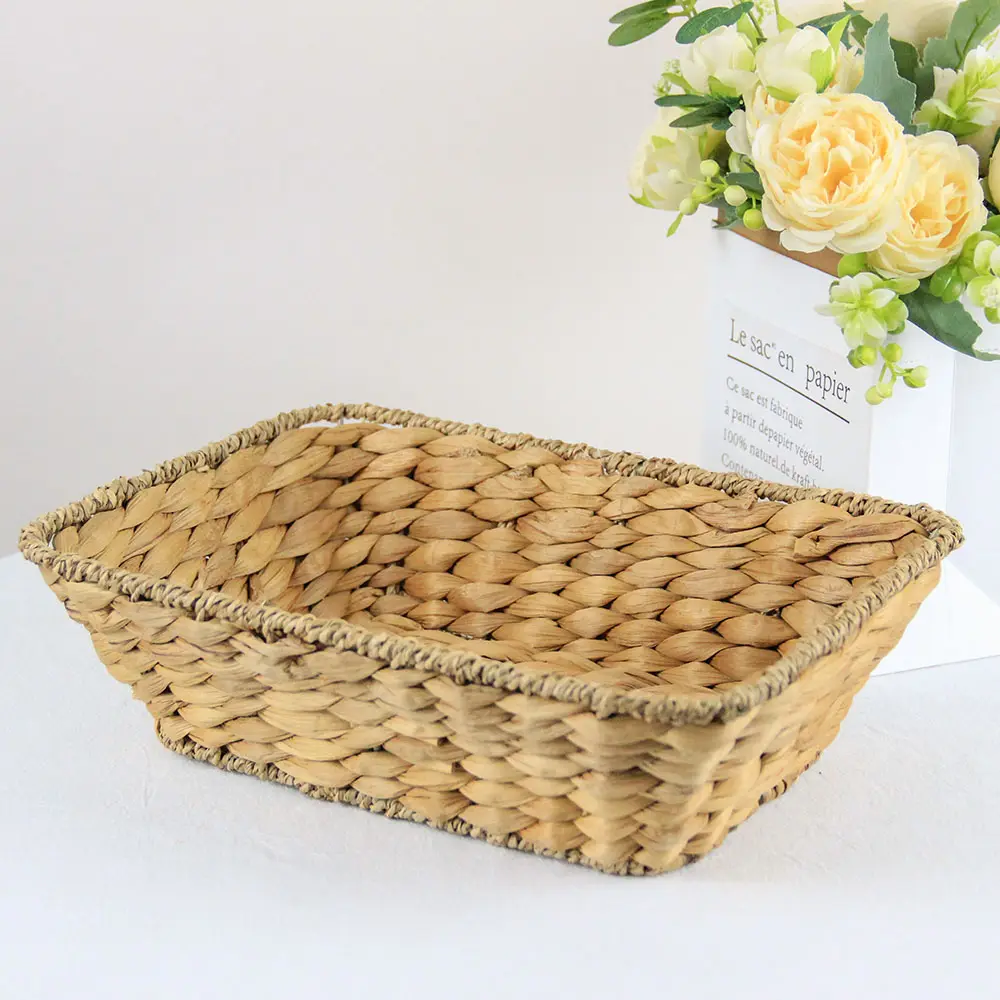 Quality assurance best square decorative storage water hyacinth basket