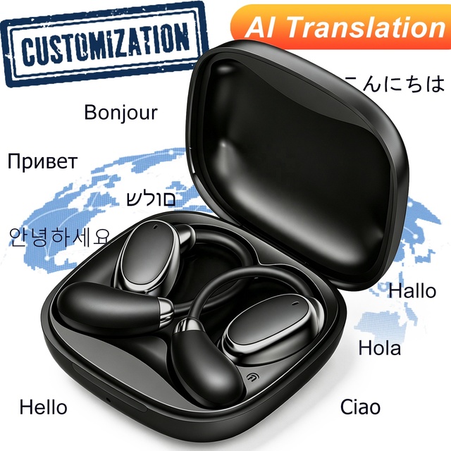VTrans-18 OWS 3 in 1 AI Real-time Translation Earphones Supports Photo Translation, Travel and Business Translation Equipment
