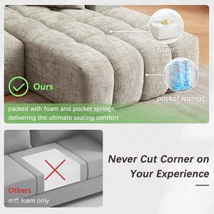 Sofá Seccional en Forma de L, Sofá Modular de 4 Plazas Tapizado en Chenille, Estilo Nube sin Estructura, <span class=keywords><strong>para</strong></span> Sala de Estar - Product Image 3