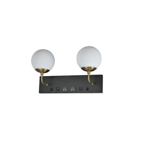 single round drum lampshade <b>wall</b> lamp with power outlet for hotel home reading lamp - Product Image 2