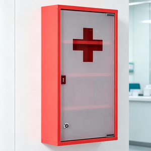 Étagères à plusieurs niveaux en acier inoxydable, <span class=keywords><strong>armoire</strong></span> de rangement pour premiers secours, <span class=keywords><strong>armoire</strong></span> à médicaments avec serrure, porte en verre trempé pour hôpital, clinique, <span class=keywords><strong>pharmacie</strong></span> - Product Image 1
