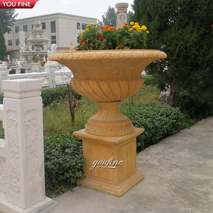 <span class=keywords><strong>Pot</strong></span> de fleurs en marbre naturel sculpté à la main pour l'extérieur, <span class=keywords><strong>grand</strong></span> <span class=keywords><strong>pot</strong></span> de jardin - Product Image 3