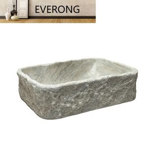 Lavabo a Vaso Quadrato in Marmo <span class=keywords><strong>Turco</strong></span> di Lusso, Design Moderno Antico, per <span class=keywords><strong>Bagno</strong></span> e Cucina, Lavabo Singolo in Rosso e Grigio - Product Image 1