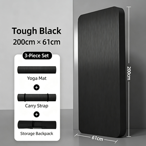 Tapete de Yoga de Goma Ecológico Antideslizante de 5 mm de Grosor, Rectangular, Universal, para Ejercicios de Fitness, Negro, Plegable - Product Image 2
