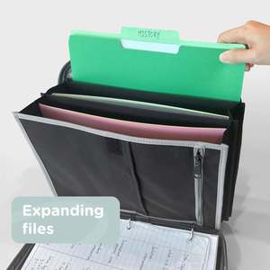 Free Sample BSCI Two 2 Inch D-<b>Rings</b> - 5 Subject File <b>Folder</b> Zippered Binder Bag With Handle Multiple Pocket Zipper Binder - Product Image 5