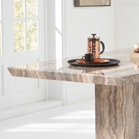 Table à manger rectangulaire carrée en marbre brun, mobilier moderne en pierre naturelle haut de gamme personnalisé SH STONE