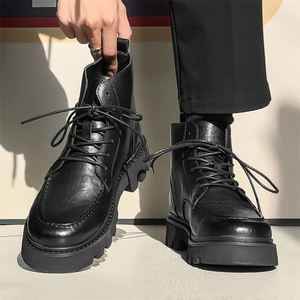 Bottes d'automne et d'hiver pour hommes, bottes de travail rétro à semelle épaisse, bottes en cuir décontractées pour hommes - Product Image 5