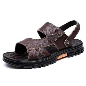 รองเท้าแตะฤดูร้อนของผู้ชายหนังนุ่มรองเท้าชายหาดแบบแบนระบายอากาศได้ดีแบบสวมแบบลำลองสีน้ำตาลสีดำ 8812 - Product Image 5