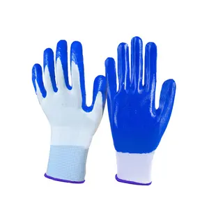 Sepasang sarung tangan kerja sarung tangan dicelup nitril busa celup taman bekerja tahan kimia tahan air nilon sarung tangan celup