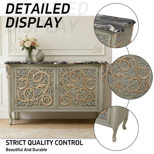 Credenza di Lusso in Legno Massello con Top in <span class=keywords><strong>Marmo</strong></span>, Stile Francese Intagliato, per Soggiorno - Product Image 2