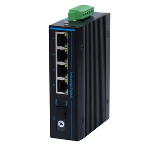 Convertisseur de média Ethernet industriel SFP vers RJ45, 10/100 Mbps, 4 ports réseau, 1 transceiver optique SFP sur rail DIN, vente chaude - Product Image 1