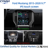 Autoradio Android 15 avec écran vertical 9,7 pouces, système stéréo à écran partagé, GPS intégré et aide au recul pour Ford Mustang 2015-2023