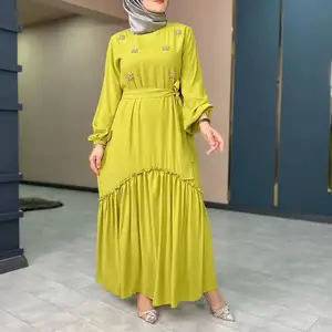OEM Большой размер Дизайн Дубай скромный кафтан мусульманское платье арабское цзилбаб Этническая одежда для женщин Турецкая Абая Мусульманская одежда