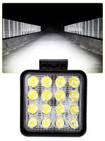 Projecteur de travail LED 4,3 pouces 10-60V à puces, lampe de conduite carrée pour engins de génie civil, excavatrices, chariots élévateurs, camions lourds