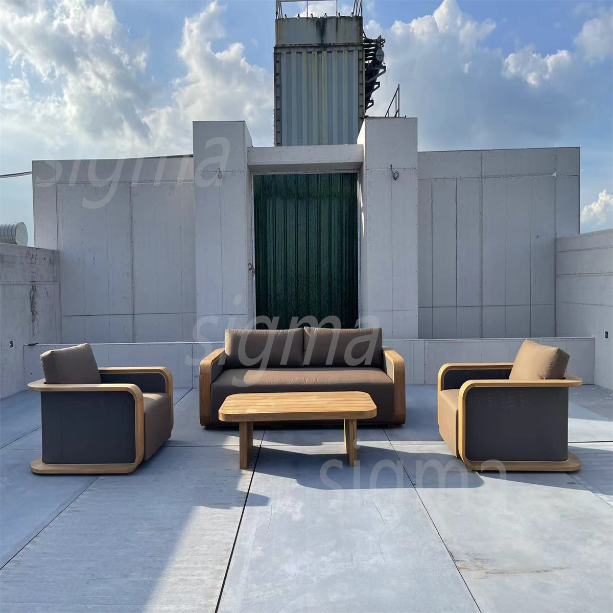 2024 Modern Patio New Design Solid Wood Teak Garden Furniture Set Luxury Outdoor Lounge Sofa