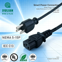 Cable de Alimentación CA para Computadora de Escritorio, NEMA 5-15P, 16AWG, 3 Conductores, Aprobado por CUL y CCUL, IEC320 C13