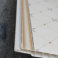Nouveaux panneaux de plafond et muraux en PVC à transfert d'impression de Chine, ignifuges et imperméables, avec motifs rayés, à carreaux et de feuillage