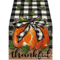 Chemin de table rustique d'automne style américain en polyester durable et réutilisable pour dîner d'automne, fête du thé, décoration intérieure, vente en gros