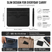 Dompet Kartu Tipis Kulit Hitam Premium untuk Pria, Cocok untuk Bawaan Kantor, Dilengkapi Slot Jempol Melengkung dan Penyimpanan Multi Kartu