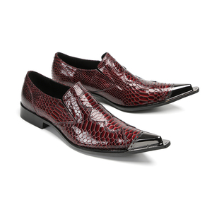 Style britannique métal bout pointu hommes chaussures en cuir véritable grande taille chaussures sans lacet chaussures d'affaires décontractées homme robe de soirée chaussure - Product Image 4