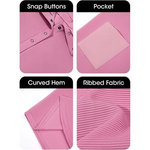 Sudadera Corta para Mujer, Cuello Henley, Botones a Presión, Manga Larga, Acanalada, Corte Holgado, Informal, Otoñal, Transpirable - Product Image 6