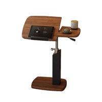 Table console mobile moderne à hauteur réglable, plateau en bois, structure métallique, bureau roulant pour ordinateur portable, meuble de salon, chambre à coucher, bureau d'étude