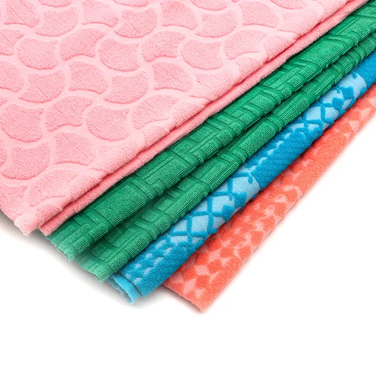Tissu de serviette éponge jacquard 3D tricoté de couleur unie de rayonne de spandex de polyester pour des shorts de plage