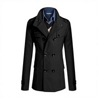 Manteau en laine pour homme, coupe ajustée, mi-long, style trench-coat, vêtement d'extérieur, en stock, très demandé