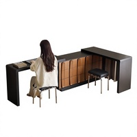 Bureau d'ordinateur et coiffeuse intégrés avec tiroirs, style médiéval vintage, en bois massif, pour chambre et usage domestique