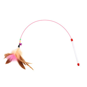 <b>Cat</b> Teaser Stick With Feather Bells Replaceable Head <b>Interactive</b> Pet <b>Toy</b> For <b>Cats</b> Boredom Buster Steel Wire Handle - Product Image 4