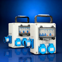 Boîte de distribution mobile étanche IP54 230V 16A 2x10A RCD/MCB Utilisation en extérieur portable Boîte de prise personnalisée