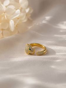 Animal Head Diamond <b>Ring</b> Yellow <b>Gold</b> Pave Setting <b>Cocktail</b> <b>Ring</b> Unisex Luxury Everyday Wear - Product Image 3