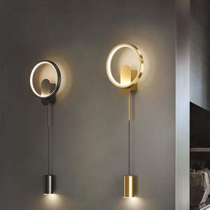 New Style Modern Minimalist Black Gold <b>Wall</b> Sconce Bedside Hallway Aisle Living Room Backdrop Line Inner <b>Wall</b> <b>Lamp</b> - Product Image 2