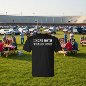 Camiseta de fútbol sarcástica con la frase 'Espero que ambos equipos pierdan', camiseta para fiestas y reuniones informales - Product Image 3