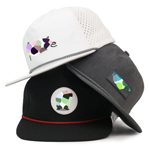 Gorra topi olahraga, tahan air atas keras berlubang pemutar lubang Laser Hydro Snapback Applique - Product Image 3