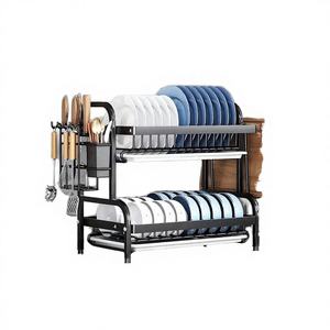 Escurridor de Platos Moderno de 2 Niveles de Acero Inoxidable Caixing, Color Negro, 1 Año de Garantía, Multifuncional, Independiente, para Cocina - Product Image 2