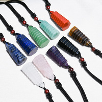 Collier pendentif pagode Wenchang à 9 couches en cristal naturel assorti, avec cordon tressé, pour la protection Feng Shui, bijoux cadeaux