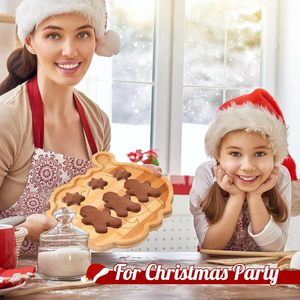 Hstyle bricolage noël bambou et assiettes en bois <span class=keywords><strong>cerf</strong></span> arbre en forme de traiter les assiettes de fête assiettes en Carton en bois naturel - Product Image 3